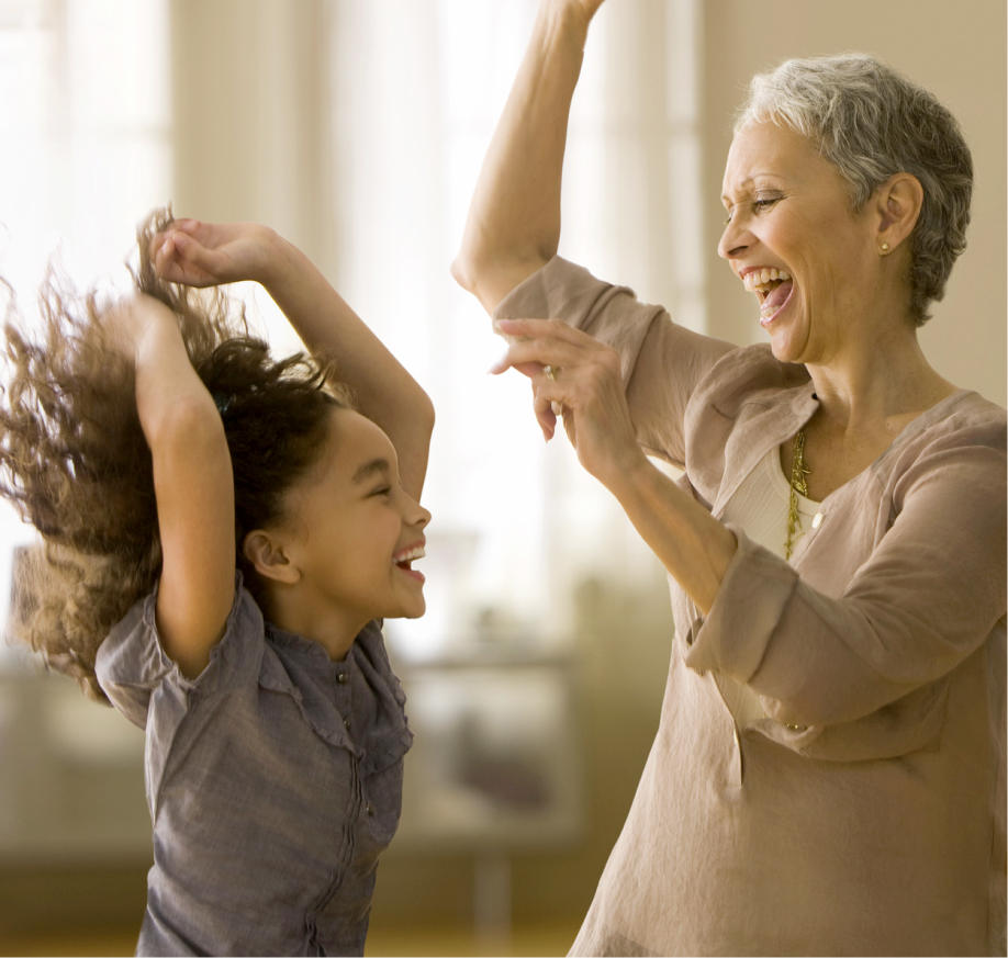 Grandmother and Granddaughter celebrating